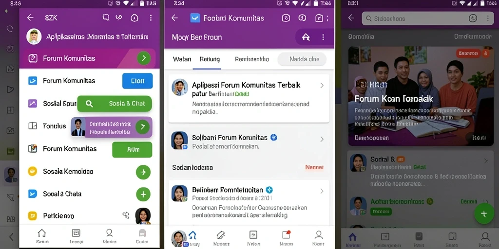 Tampilan antarmuka aplikasi Forum Komunitas 8ZK yang menarik.