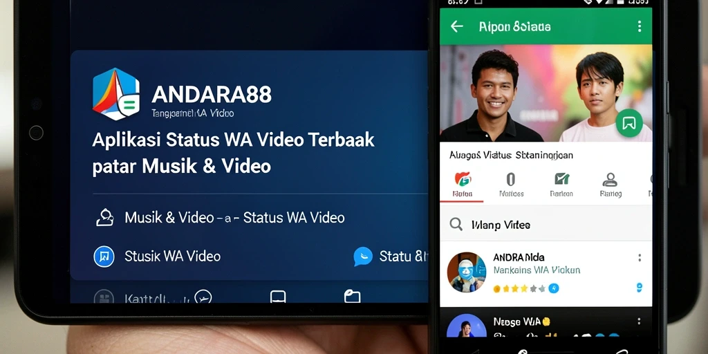 Antarmuka aplikasi ANDARA88 menampilkan berbagai pilihan video status WA.