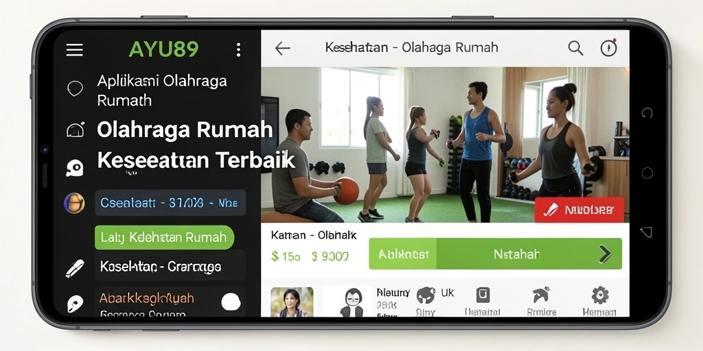 Antarmuka pengguna AYU89 untuk program olahraga rumah.