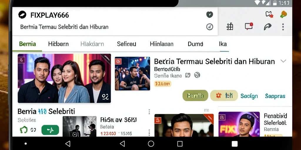 Antarmuka pengguna FIXPLAY666 yang menampilkan berita hiburan terbaru.