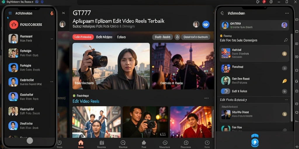Antarmuka aplikasi GT777 dengan berbagai fitur Edit Video Reels.