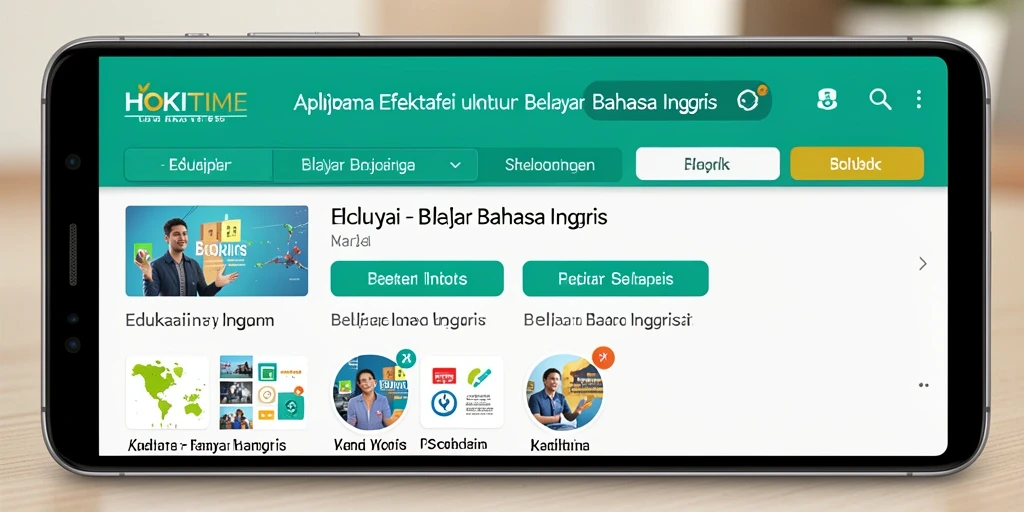Antarmuka pengguna HOKITIME yang ramah dan mudah digunakan untuk belajar bahasa Inggris.