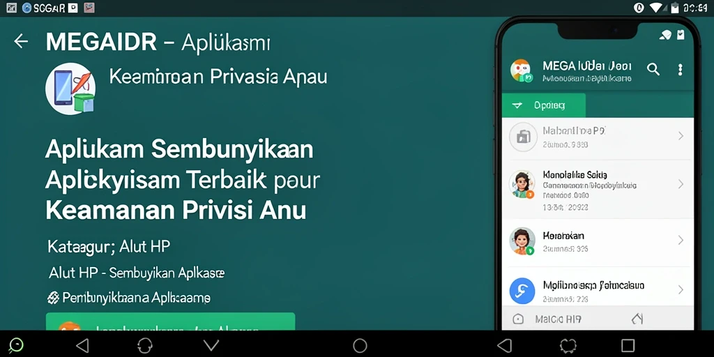 Antarmuka MEGAIDR menampilkan fitur sembunyikan aplikasi yang intuitif.