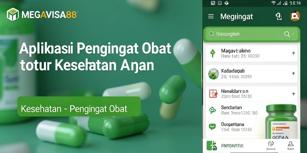 Tampilan antarmuka aplikasi Pengingat Obat MEGAVISA88 yang user-friendly.