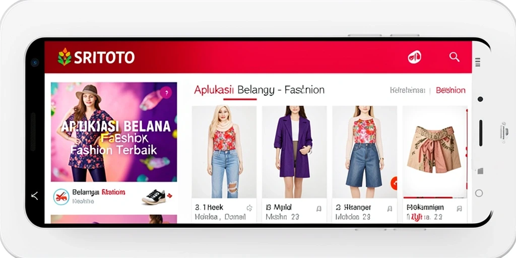 Tampilan antarmuka aplikasi SRITOTO yang menarik untuk belanja fashion.