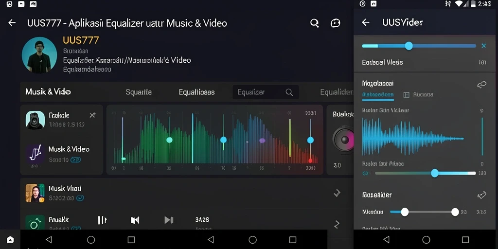 Tampilan antarmuka aplikasi UUS777 dengan fungsi Equalizer yang sederhana.