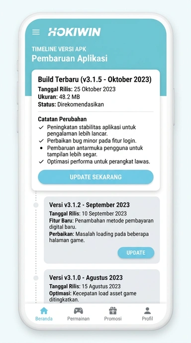 Riwayat Versi Hokiwin untuk Pengguna Android
